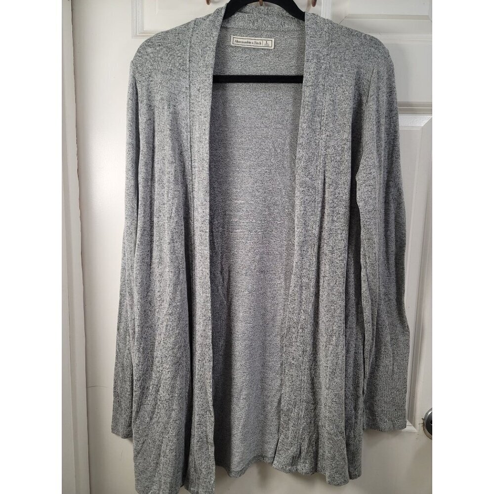 Abercrombie & Fitch Light Gray Open-Front‎ Cardigan Sweater Size L